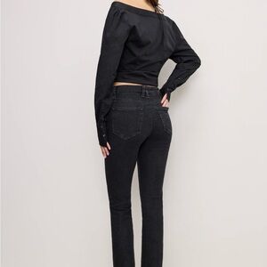 Good American Black Good Leg denim jeans high rise tummy control, stretch $179